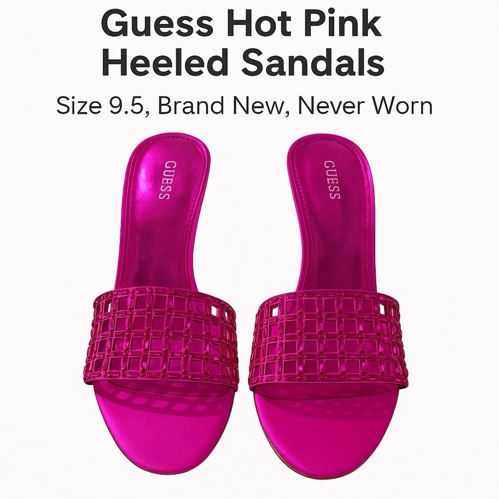 Guess Hot Pink Heeled Sandals – Size 9.5